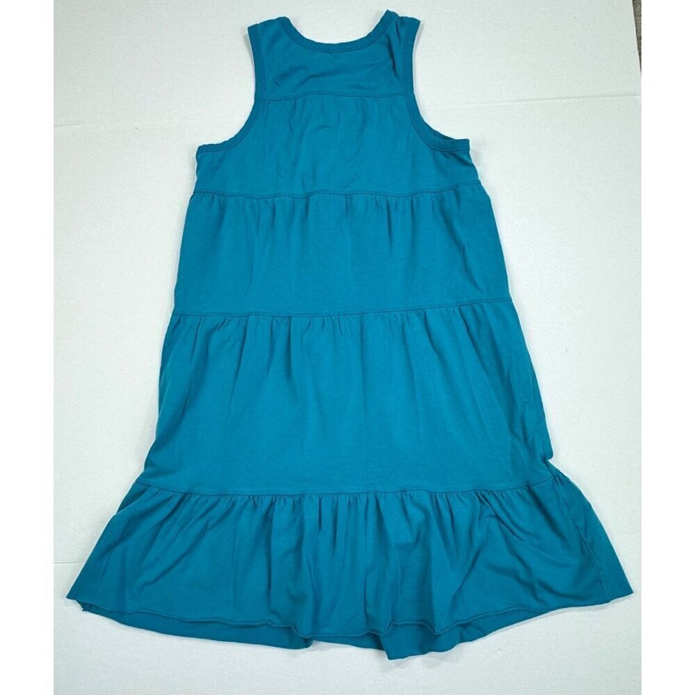 Athleta Tank Dress Tiered Midi Ruffles Size M Blue Sleeveless - Picture 8 of 10